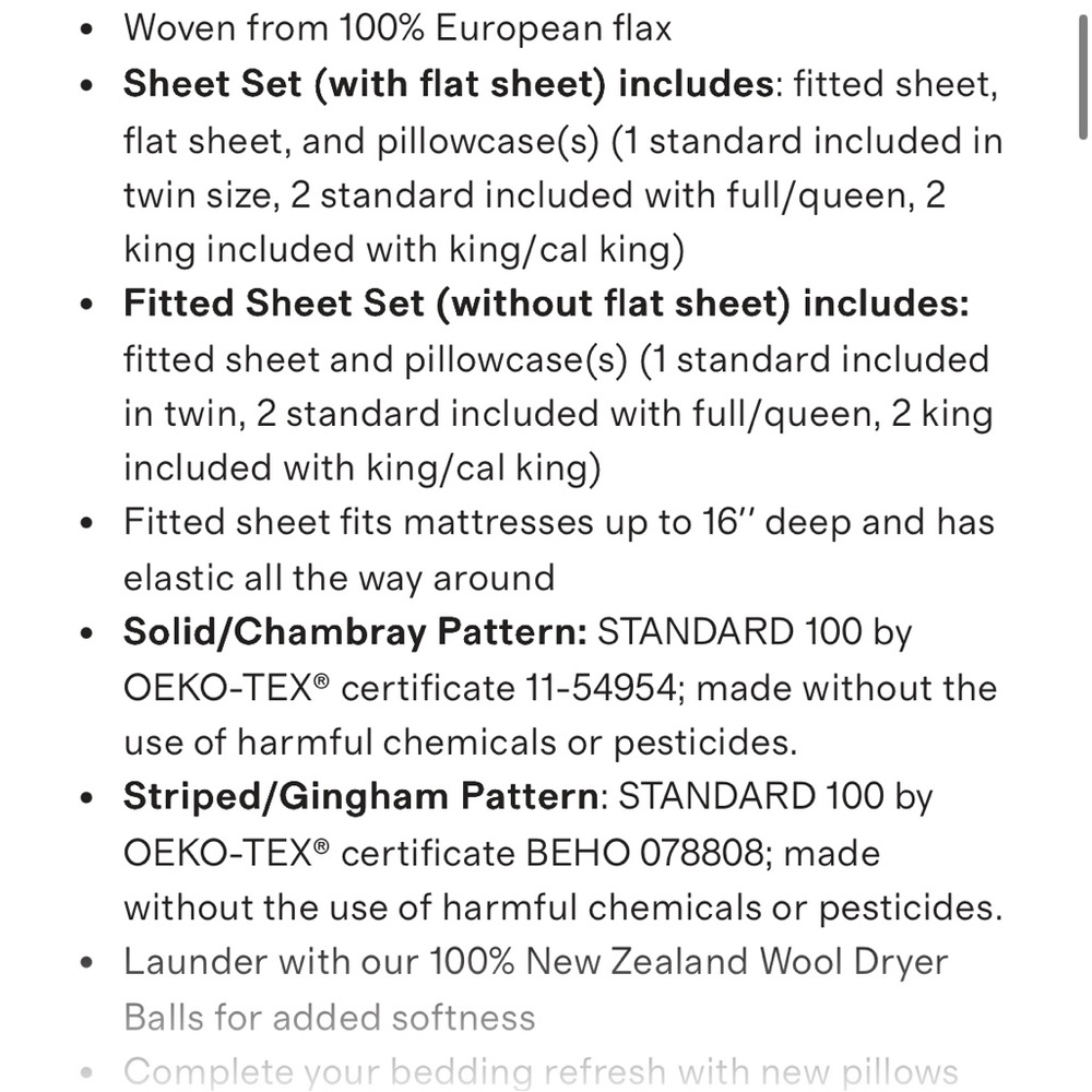 NWOT QUINCE European Linen Sheet Set King White 7206 - Picture 2 of 9
